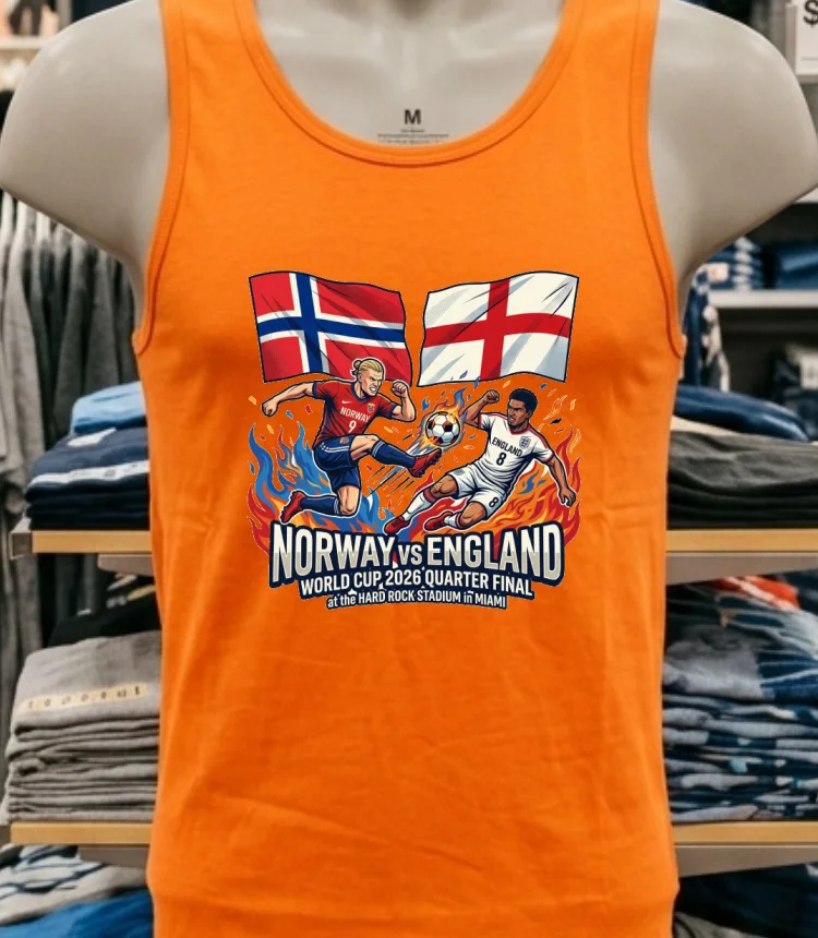 England Vs Norway In The Quarter Finals Of The Fifa World Cup 2026 At The Hard Rock Stadium In Miami T Shirt Orange Shirt 1