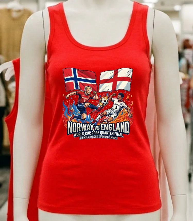 England Vs Norway In The Quarter Finals Of The Fifa World Cup 2026 At The Hard Rock Stadium In Miami T Shirt - red-shirt England Vs Norway In The Quarter Finals Of The Fifa World Cup 2026 At The Hard Rock Stadium In Miami T Shirt Red Shirt
