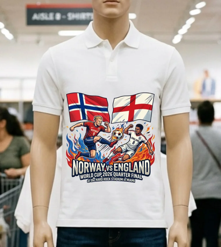 England Vs Norway In The Quarter Finals Of The Fifa World Cup 2026 At The Hard Rock Stadium In Miami T Shirt - white-t-shirt England Vs Norway In The Quarter Finals Of The Fifa World Cup 2026 At The Hard Rock Stadium In Miami T Shirt White T Shirt 2