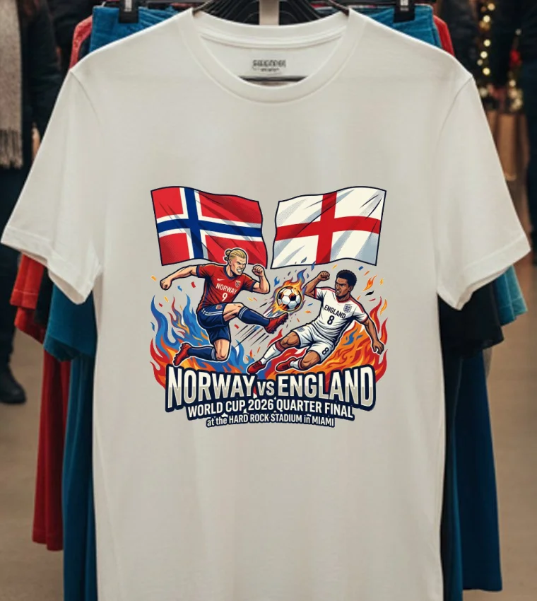 England Vs Norway In The Quarter Finals Of The Fifa World Cup 2026 At The Hard Rock Stadium In Miami T Shirt White T Shirt