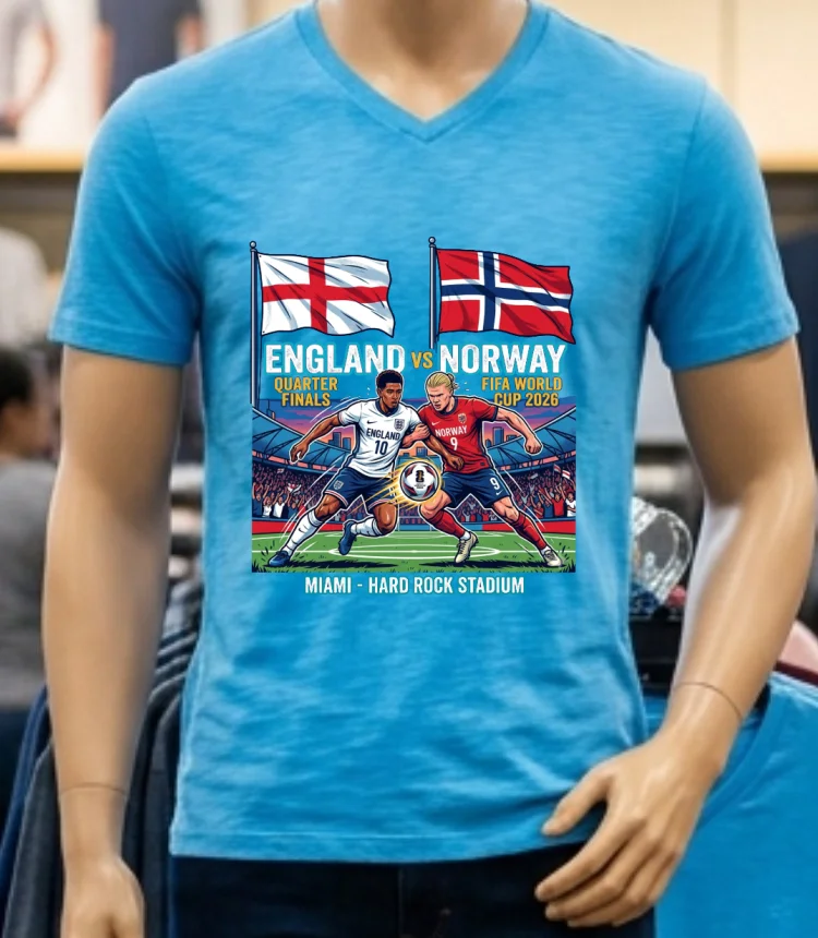England Vs Norway In The Quarter Finals Of The World Cup 2026 T Shirt - blue-shirt England Vs Norway In The Quarter Finals Of The World Cup 2026 T Shirt Blue Shirt