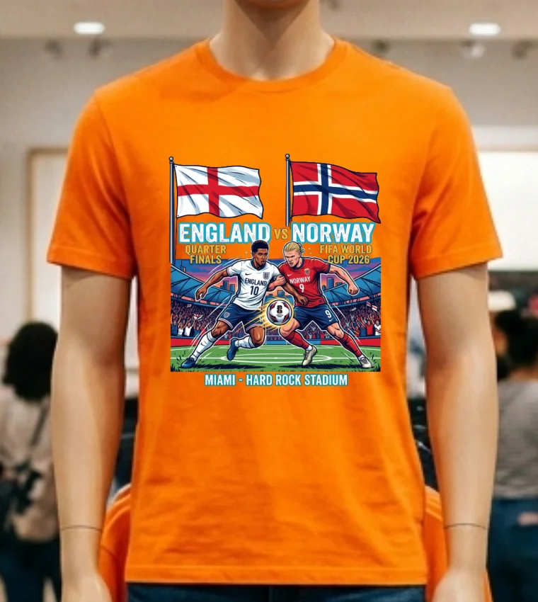 England Vs Norway In The Quarter Finals Of The World Cup 2026 T Shirt - orange-shirt England Vs Norway In The Quarter Finals Of The World Cup 2026 T Shirt Orange Shirt