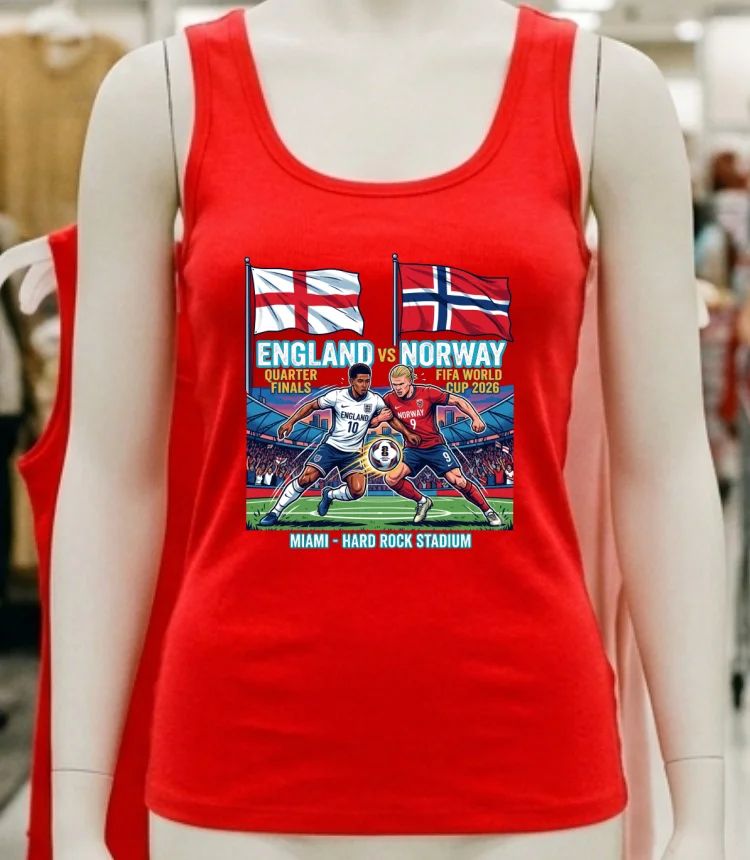 England Vs Norway In The Quarter Finals Of The World Cup 2026 T Shirt - red-shirt England Vs Norway In The Quarter Finals Of The World Cup 2026 T Shirt Red Shirt