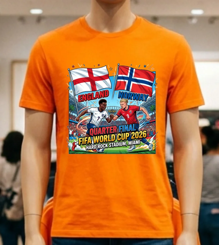 England Vs Norway In World Cup 2026 T Shirt Orange Shirt