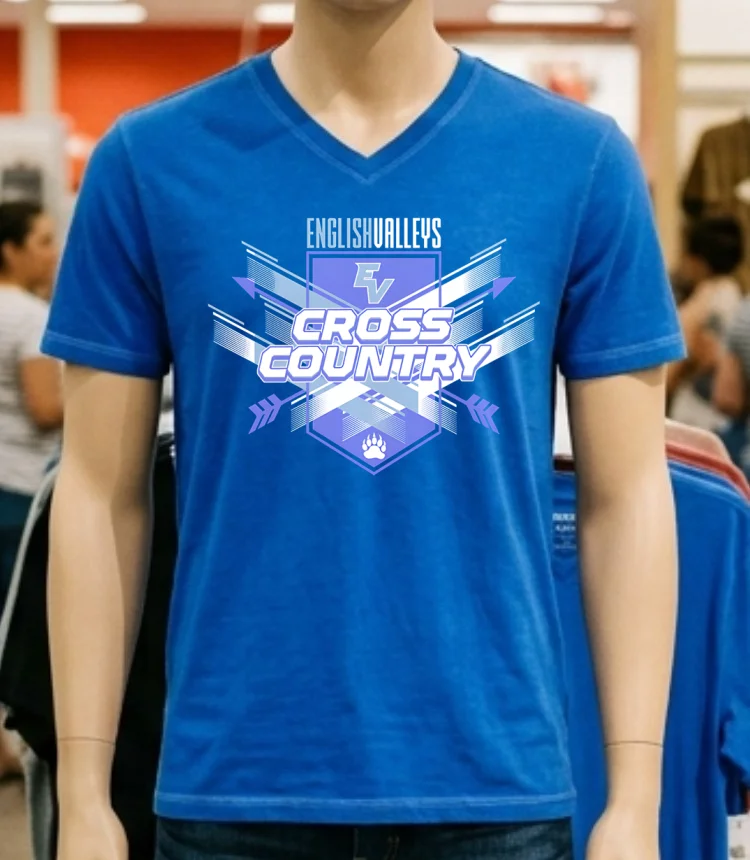 English Valleys Cross Country Logo Shirt Blue Shirt
