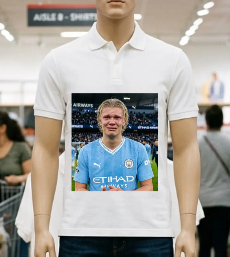 Erling Haaland Crying Meme T Shirt - white-t-shirt Erling Haaland Crying Meme T Shirt White T Shirt 2