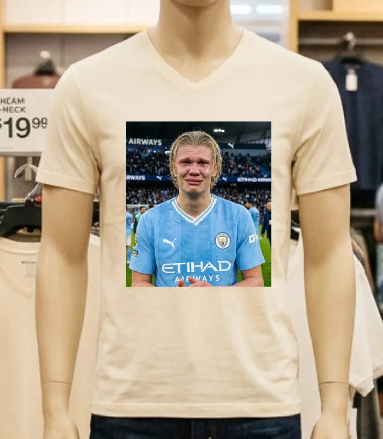 Erling Haaland Crying Meme T Shirt - white-t-shirt Erling Haaland Crying Meme T Shirt White T Shirt 3