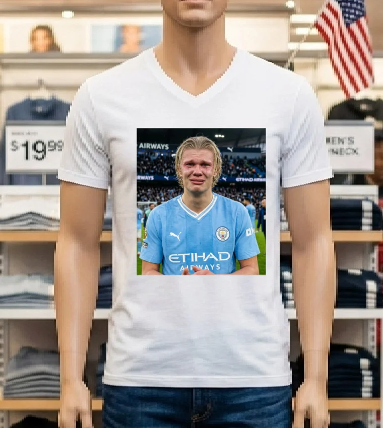Erling Haaland Crying Meme T Shirt - white-t-shirt Erling Haaland Crying Meme T Shirt White T Shirt