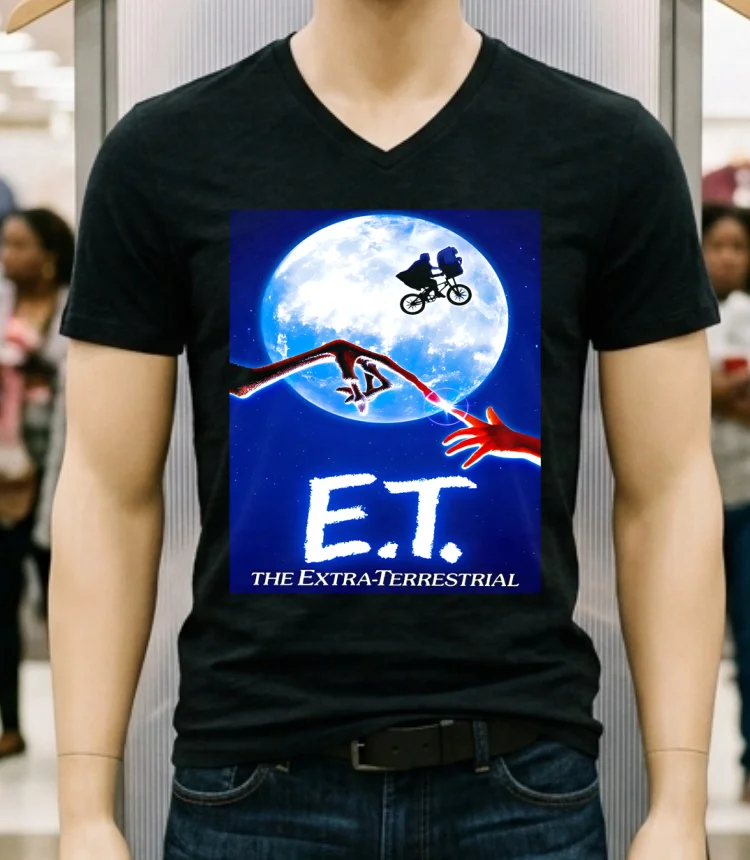 E.t. The Extra Terrestrial 1982 Movie Active Shirt - balck-shirt Et The Extra Terrestrial 1982 Movie Active Shirt Balck Shirt 1