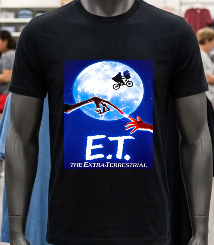 E.t. The Extra Terrestrial 1982 Movie Active Shirt - balck-shirt Et The Extra Terrestrial 1982 Movie Active Shirt Balck Shirt 2