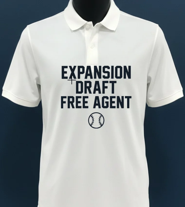 Expansion Draft Free Agent Baseball Shirt - white-t-shirt Expansion Draft Free Agent Baseball Shirt White T Shirt 3
