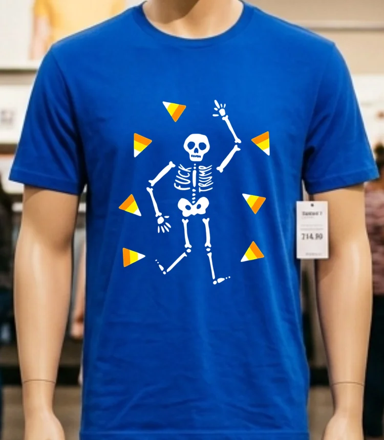 Fdt Slightly Subtle Halloween Skeleton Shirt - blue-shirt Fdt Slightly Subtle Halloween Skeleton Shirt Blue Shirt 1