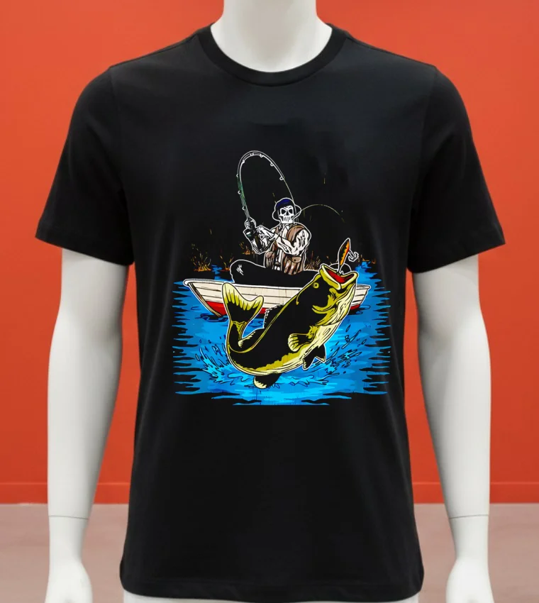Fish On Skeleton Shirt - balck-shirt Fish On Skeleton Shirt Balck Shirt 1