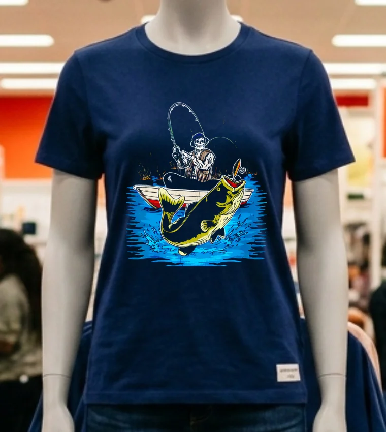 Fish On Skeleton Shirt - navy-shirt Fish On Skeleton Shirt Navy Shirt