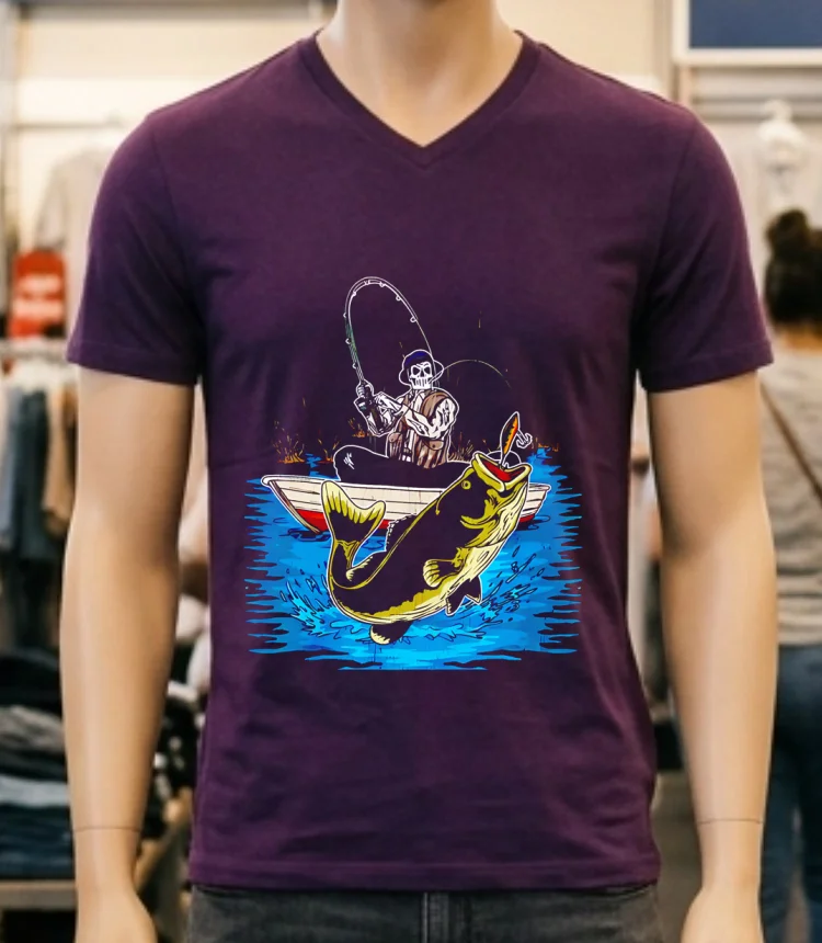 Fish On Skeleton Shirt Purple Shirt