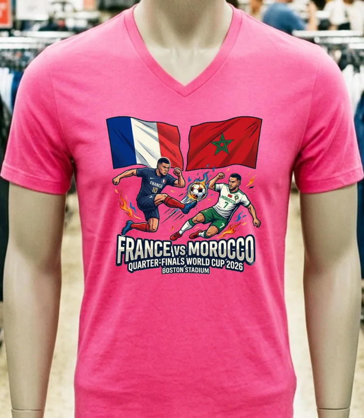 France Vs Morocco In The Quarter Finals Of The Fifa World Cup 2026 At Boston Stadium T Shirt Pink T Shirt