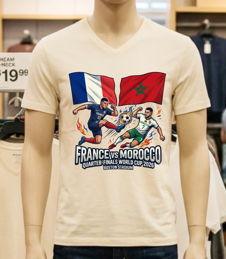 France Vs Morocco In The Quarter Finals Of The Fifa World Cup 2026 At Boston Stadium T Shirt White T Shirt 1