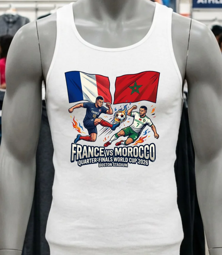 France Vs Morocco In The Quarter Finals Of The Fifa World Cup 2026 At Boston Stadium T Shirt - white-t-shirt France Vs Morocco In The Quarter Finals Of The Fifa World Cup 2026 At Boston Stadium T Shirt White T Shirt 2
