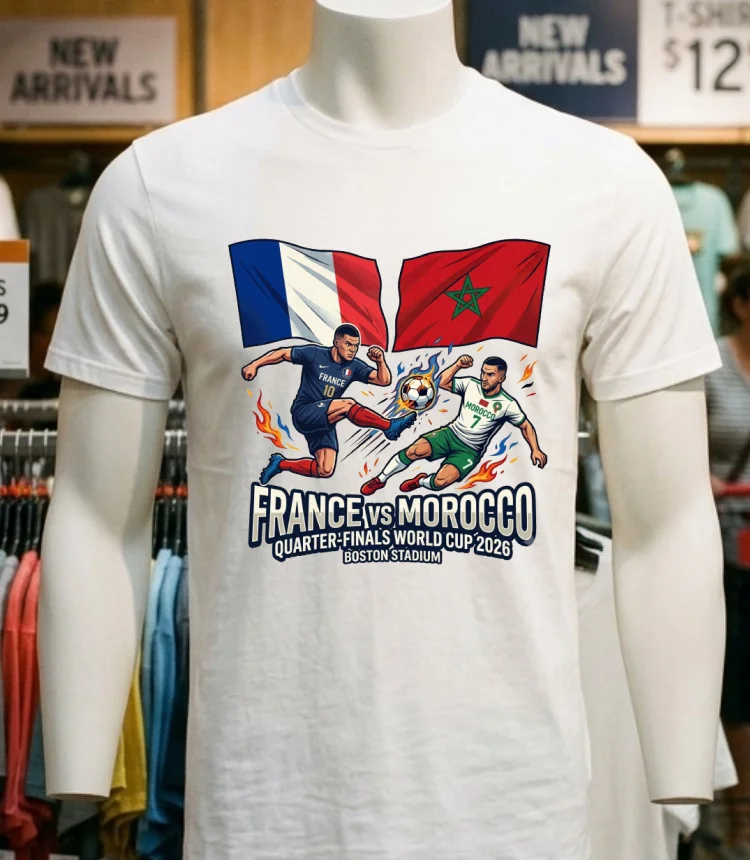 France Vs Morocco In The Quarter Finals Of The Fifa World Cup 2026 At Boston Stadium T Shirt - white-t-shirt France Vs Morocco In The Quarter Finals Of The Fifa World Cup 2026 At Boston Stadium T Shirt White T Shirt 5