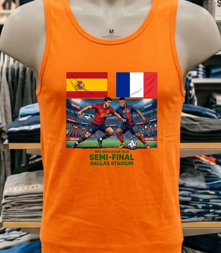 France Vs Spain In The Fifa World Cup 2026 Semi Final At Dallas Stadium T Shirt - orange-shirt France Vs Spain In The Fifa World Cup 2026 Semi Final At Dallas Stadium T Shirt Orange Shirt