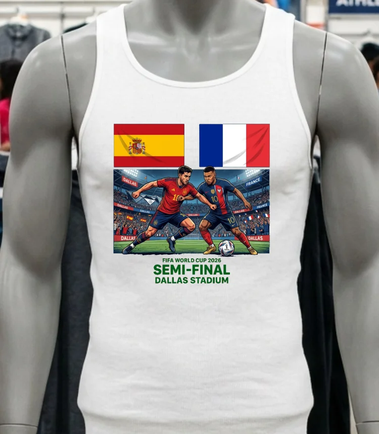 France Vs Spain In The Fifa World Cup 2026 Semi Final At Dallas Stadium T Shirt - white-t-shirt France Vs Spain In The Fifa World Cup 2026 Semi Final At Dallas Stadium T Shirt White T Shirt 2