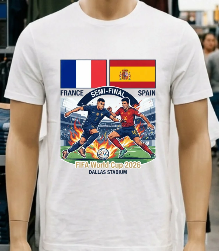 France Vs Spain In The Fifa World Cup 2026T Shirt - white-t-shirt France Vs Spain In The Fifa World Cup 2026t Shirt White T Shirt 3