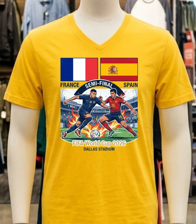 France Vs Spain In The Fifa World Cup 2026T Shirt - yellow-t-shirt France Vs Spain In The Fifa World Cup 2026t Shirt Yellow T Shirt 1