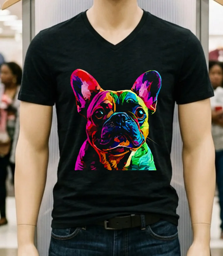 French Bulldog Dog Colorful Face Dog Lover Shirt - balck-shirt French Bulldog Dog Colorful Face Dog Lover Shirt Balck Shirt