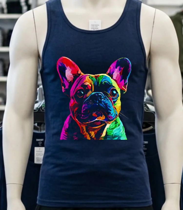 French Bulldog Dog Colorful Face Dog Lover Shirt - navy-shirt French Bulldog Dog Colorful Face Dog Lover Shirt Navy Shirt