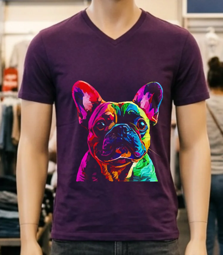 French Bulldog Dog Colorful Face Dog Lover Shirt - purple-shirt French Bulldog Dog Colorful Face Dog Lover Shirt Purple Shirt