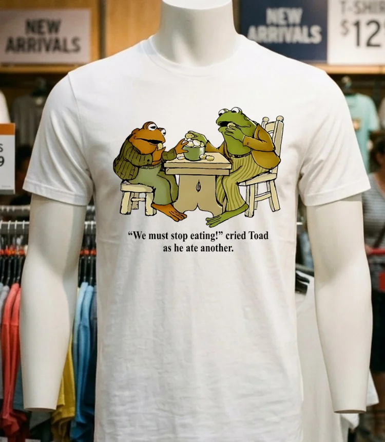 Frog And Toad We Must Stop Eating Cried Toad As He Ate Another Vintage Shirt - white-t-shirt Frog And Toad We Must Stop Eating Cried Toad As He Ate Another Vintage Shirt White T Shirt 1