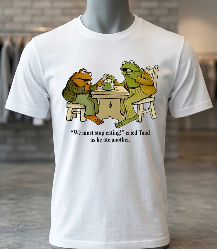 Frog And Toad We Must Stop Eating Cried Toad As He Ate Another Vintage Shirt - white-t-shirt Frog And Toad We Must Stop Eating Cried Toad As He Ate Another Vintage Shirt White T Shirt 2