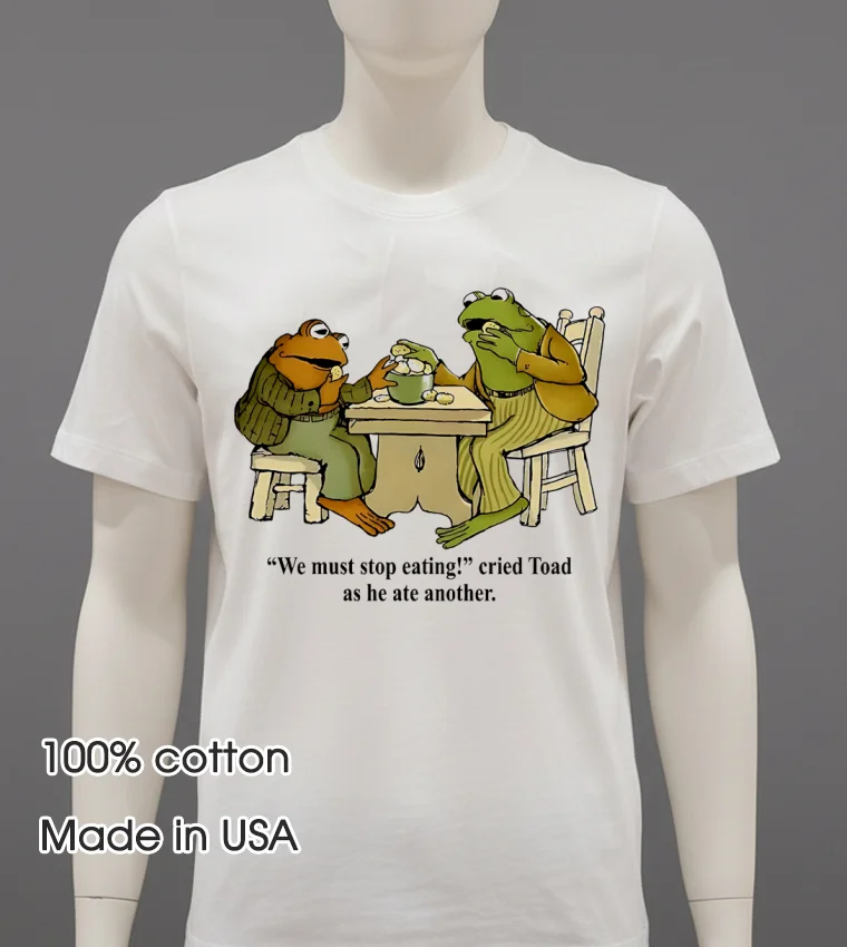 Frog And Toad We Must Stop Eating Cried Toad As He Ate Another Vintage Shirt - white-t-shirt Frog And Toad We Must Stop Eating Cried Toad As He Ate Another Vintage Shirt White T Shirt 3
