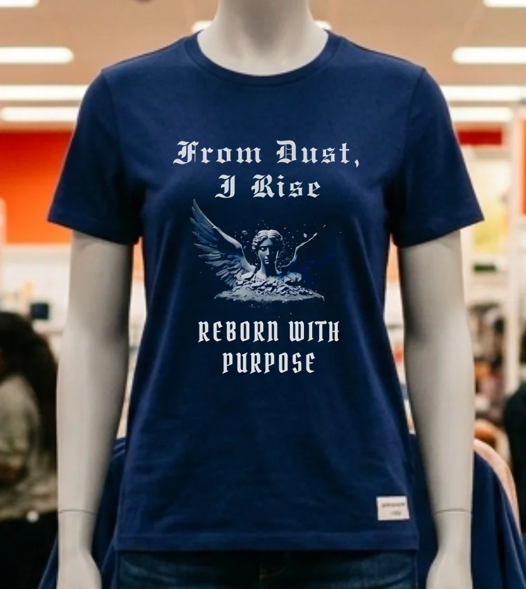 From Dust I Rise Reborn With Purpose Shirt Navy Shirt