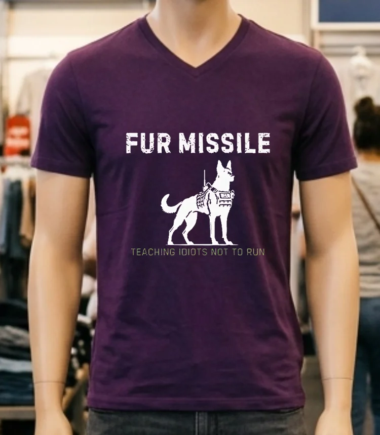 Fur Missile Teaching Idiots Not To Run Dog Shirt - purple-shirt Fur Missile Teaching Idiots Not To Run Dog Shirt Purple Shirt