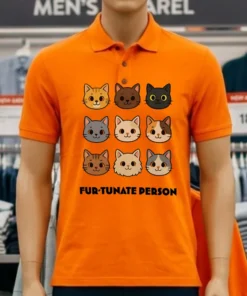 Fur Tunate Person Funny Cat Lover Cartoon Shirt
