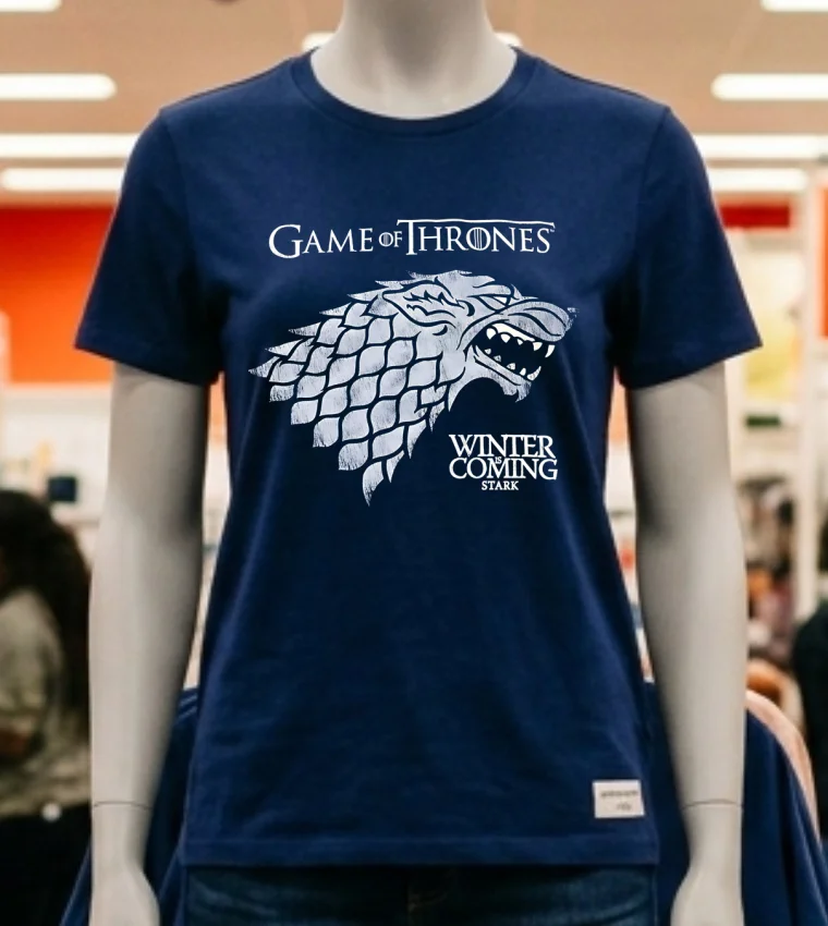 Game Of Thrones Winter Is Coming Stark Wolf Head Logo Shirt - navy-shirt Game Of Thrones Winter Is Coming Stark Wolf Head Logo Shirt Navy Shirt