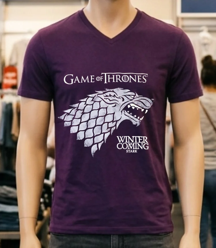 Game Of Thrones Winter Is Coming Stark Wolf Head Logo Shirt Purple Shirt