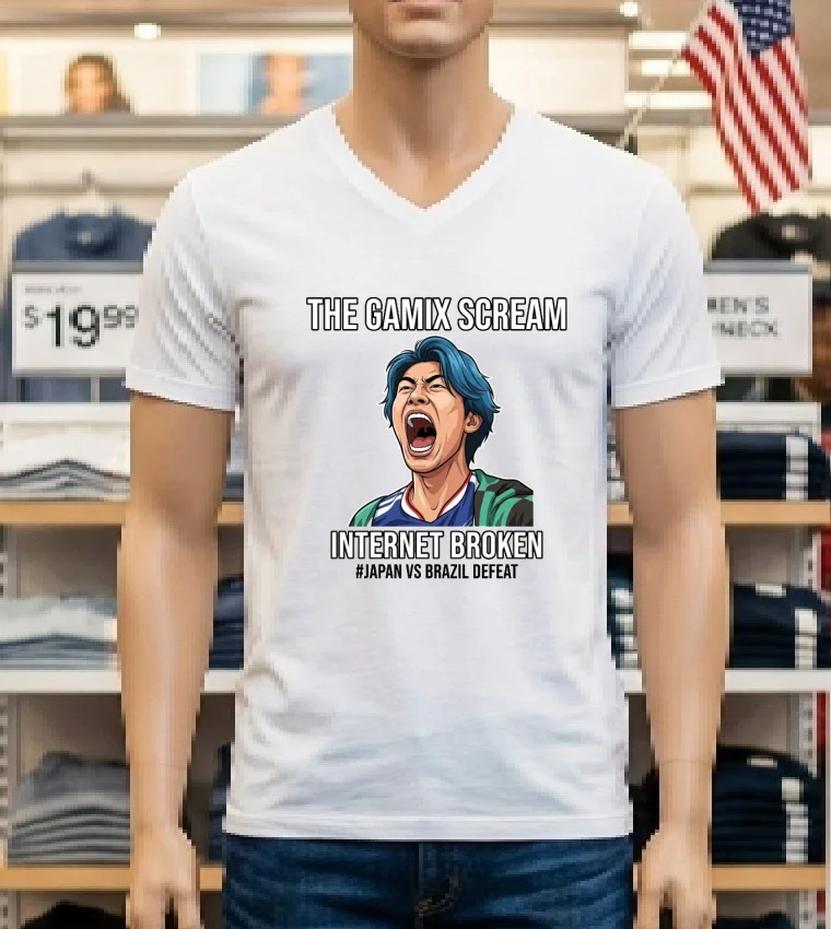 Gamix Screaming Meme Breaks The Internet After Japan Vs Brazil Defeat T Shirt - white-t-shirt Gamix Screaming Meme Breaks The Internet After Japan Vs Brazil Defeat T Shirt White T Shirt 1