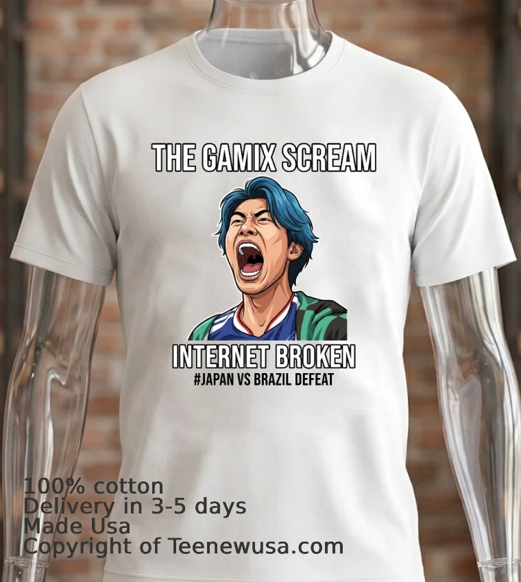Gamix Screaming Meme Breaks The Internet After Japan Vs Brazil Defeat T Shirt - white-t-shirt 2 Gamix Screaming Meme Breaks The Internet After Japan Vs Brazil Defeat T Shirt White T Shirt 2