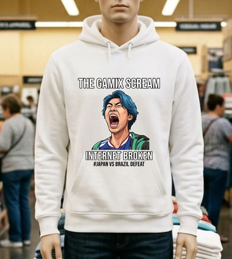 Gamix Screaming Meme Breaks The Internet After Japan Vs Brazil Defeat T Shirt - white-t-shirt Gamix Screaming Meme Breaks The Internet After Japan Vs Brazil Defeat T Shirt White T Shirt 3