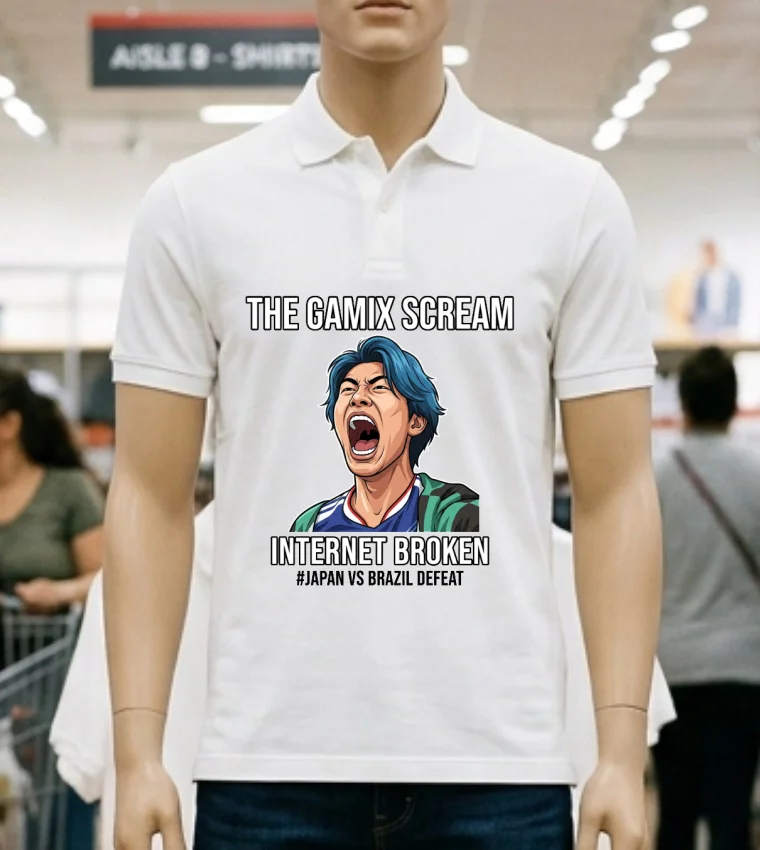 Gamix Screaming Meme Breaks The Internet After Japan Vs Brazil Defeat T Shirt - white-t-shirt Gamix Screaming Meme Breaks The Internet After Japan Vs Brazil Defeat T Shirt White T Shirt 4