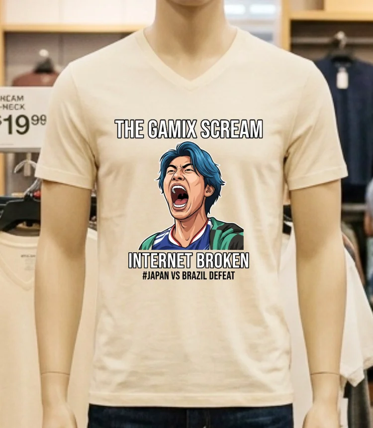 Gamix Screaming Meme Breaks The Internet After Japan Vs Brazil Defeat T Shirt - white-t-shirt Gamix Screaming Meme Breaks The Internet After Japan Vs Brazil Defeat T Shirt White T Shirt 5