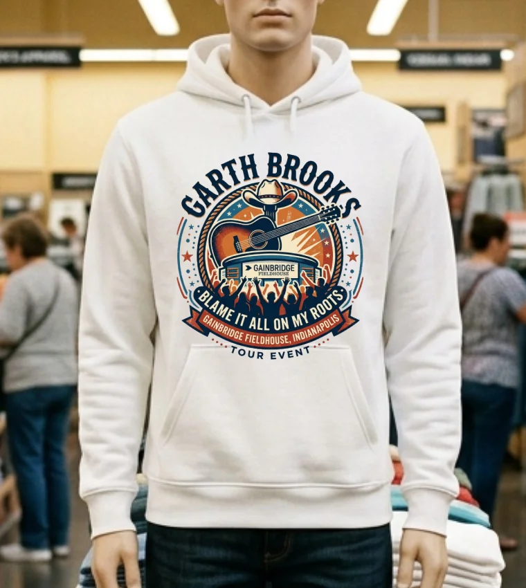 Garth Brooks And The Blame It All On My Roots Tour At Gainbridge Fieldhouse, Indianapolis T Shirt - white-t-shirt Garth Brooks And The Blame It All On My Roots Tour At Gainbridge Fieldhouse Indianapolis T Shirt White T Shirt 1