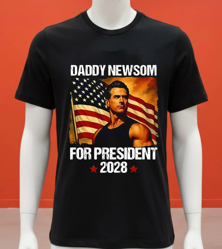Gavin Newsom 2028 Daddy Newsom For President Political Campaign Shirt - balck-shirt Gavin Newsom 2028 Daddy Newsom For President Political Campaign Shirt Balck Shirt 1