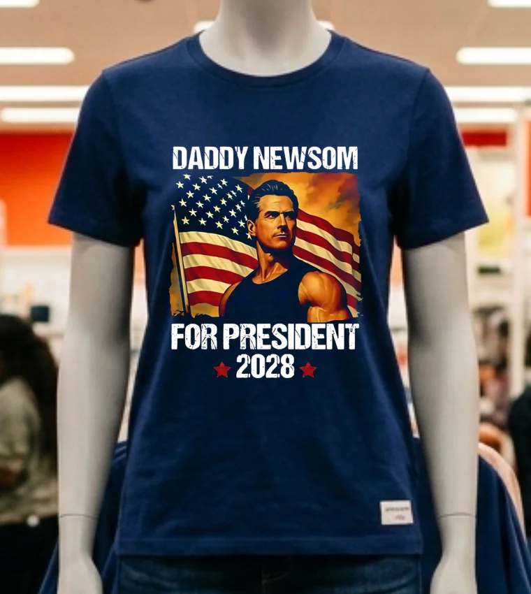 Gavin Newsom 2028 Daddy Newsom For President Political Campaign Shirt - navy-shirt Gavin Newsom 2028 Daddy Newsom For President Political Campaign Shirt Navy Shirt