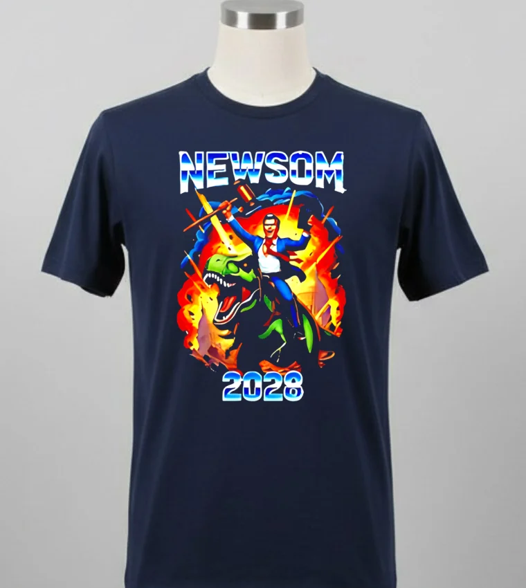 Gavin Newsom Ride A Dinosaur 2028 Shirt - balck-shirt Gavin Newsom Ride A Dinosaur 2028 Shirt Balck Shirt 2