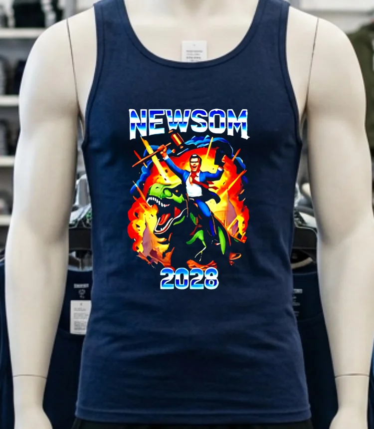 Gavin Newsom Ride A Dinosaur 2028 Shirt Navy Shirt 1