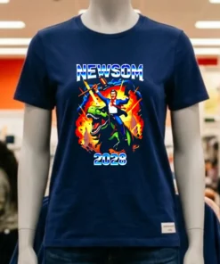 Gavin Newsom Ride A Dinosaur 2028 Shirt Navy Shirt