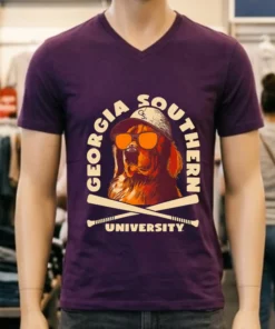 Georgia Southern University Baseball Dog Shirt Purple Shirt